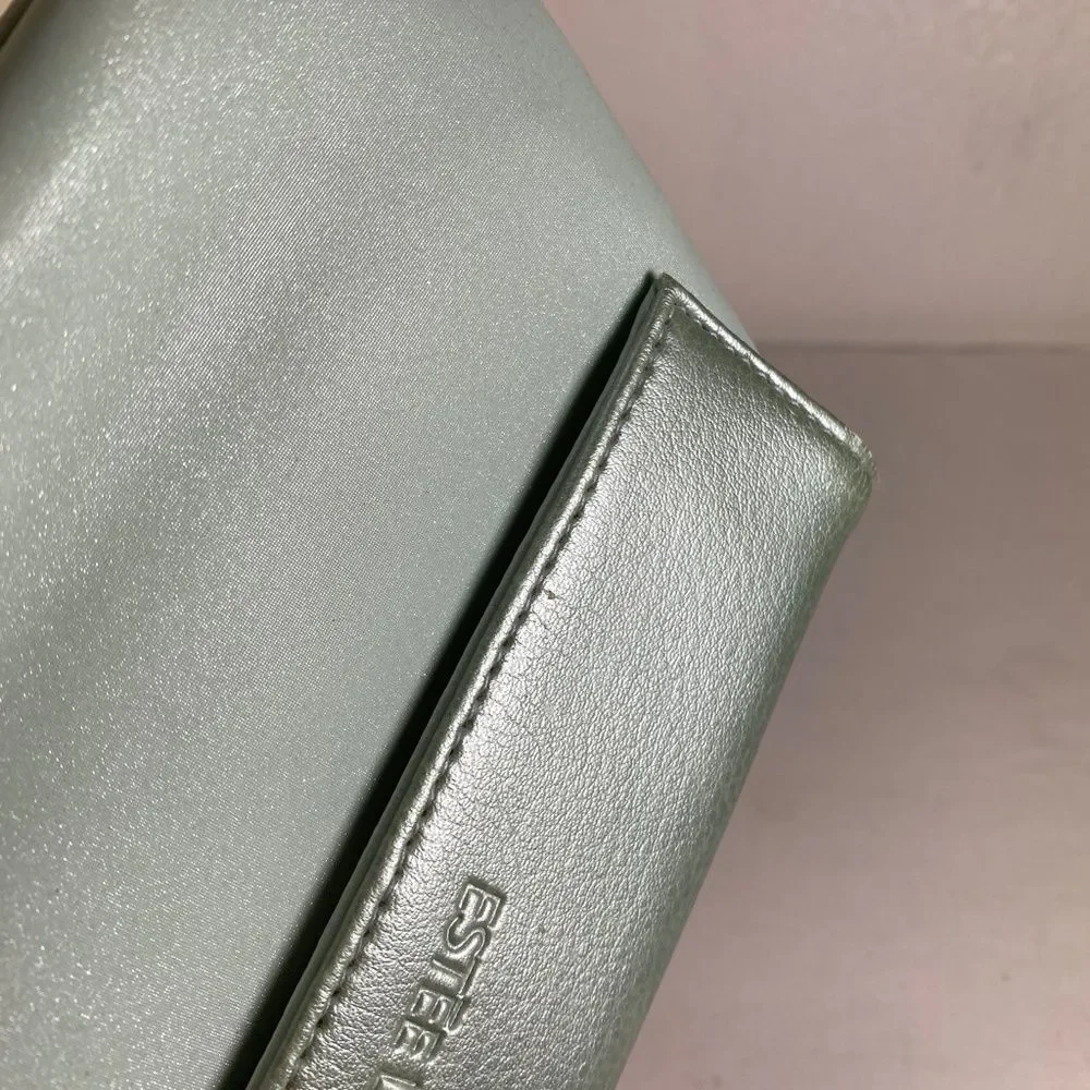 Estee Lauder Womens Small Cosmetic Bag Makeup Clutch Vinyl Lined Snap Top 8
